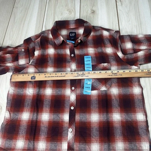 Gap Women’s Flannel Moana Plaid Button Down‎ Shirt, relaxed fit Size Large- New - Picture 7 of 13
